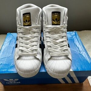 High-Top Adidas White& Black Sneakers